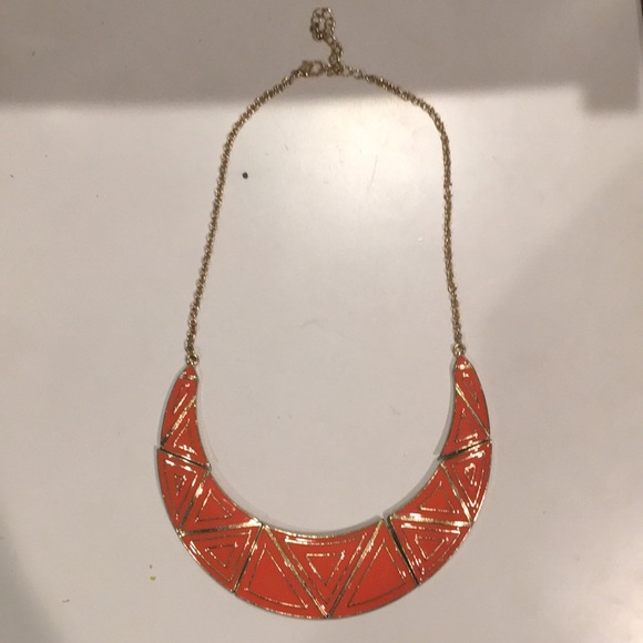 Coral & Gold Statement Necklace - Picture 3 of 8